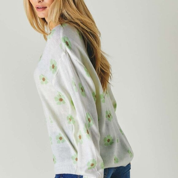 DAVI & DANI FLORAL PRINTED V NECK SWEATER - Picture 3 of 10